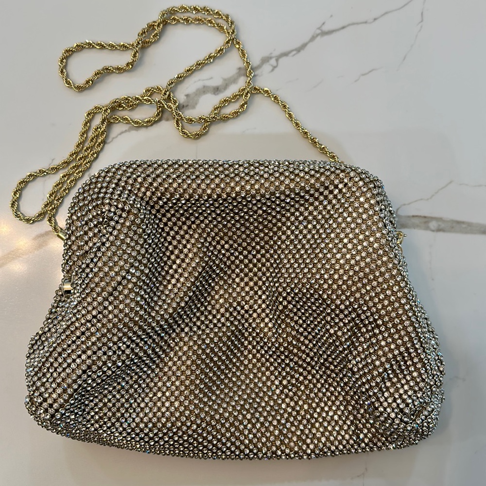 Gorgeous Loeffler Randal Doreen Gold Diamanté Frame Pouch!  Never used